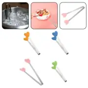 10pcs Mini Food Tongs for Cooking and Serving with Heart Shaped Silicon Tips