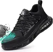 [KGJIANDA] Steel Toe Shoes for Men Lightweight Work Shoes Air Cushion Construction Industrial Shoes Safety Shoes Lightweight Steel Toe Sneakers for Men