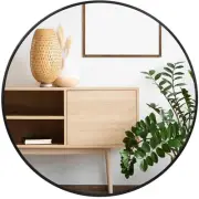 Black Round Mirror for Wall 24 inch - Circle Mirror for Bathroom, Entryway, L...