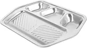 Amosfun Stainless Steel Divided Plate Compartment Snack Serving Dish for BBQ Grilled Meats Appetizers Separated Plates for Organization for Parties Buffets