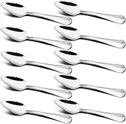 Set of 10, Grapefruit and Dessert Spoon, SourceTon Stainless Steel with Serrated Edge Spoons, 6-inch