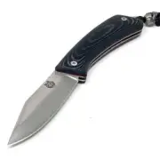 TBS Sabretooth Folding Lock Knife with Sheath Option - Black Micarta