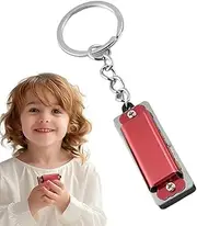 Small Harmonica Key Chain,4 Hole 8 Tone Metal Musical Car Key Ring | Stylish Portable Music Charm, Music Instrument For Students