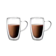 2pcs/4pcs Double Wall Handle Thermal Glass Tumblers