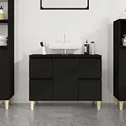 Bathroom Sink Cabinet, Bathroom Vanity Floor Cabinet Black 80x33x60 cm Engineered Wood