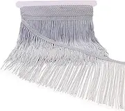 Silver Fringe Trim 5.5 Inch Fringe Tassel 5 Yards Chainette Sewing Lace Trim for DIY Crafts Clothes Home Party Decoration