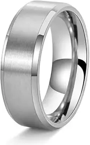 [FASHGOOD] Mens Ring 8MM Titanium Stainless Steel Ring for Men,Highly Polished Simple Band Ring,Gold Silver Black Ring,Wedding Engagement Rings for Men Fidget Ring Size 7-13