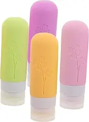 SOESFOUFU 4 Pcs Silicone Travel Containers Leakproof Toiletry Bottles for Shampoo Conditioner Versatile Travel Essentials Zipper Bag for Cosmetics