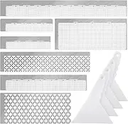 Kosiz 14 Pcs Diamond Painting Ruler Stainless Steel Diamond Mesh Ruler 216 400 520 599 699 800 1020 Blank Grid 5d Mini Gem Art Kit Adjustment Fix Tool for DIY Art Painting Kits