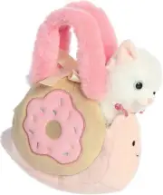 Aurora Fashionable Fancy Pals Donut Snail Stuffed Animal, White 7.5 Inches