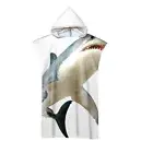 Sea Shark Unisex Hooded Beach Towel Poncho Spa Surf Pool Swim Changing Robe Gift