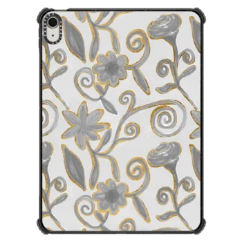 iPad Air 11-inch (M2/M3) iPad Impact Case Abstract gray black gold watercolor floral