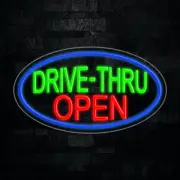 Drive Thru Open LED Neon Sign 28"L x 16"H #34196