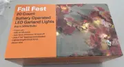 Fall Fest LED Garland Light Set. 20 Count. Battery Operated Warm White Bulbs NWT
