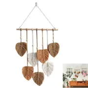 Boho Macrame Tapestry Hand Woven Cotton Wall Hanging Art Chic Leaf for Home Decor-Khaki