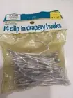 New Vintage Kmart 14 Piece 3" Slip In Drapery Hooks 1/2" Heading Height