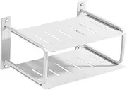 Generic 2 Layers Projector Shelf for Wall Storage Box Easy Installation Strong Load Bearing Home Organizer Router Shelf for Office, White