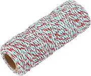 sourcing map Cotton Rope Twisted Braided Rope Cord, Red Green White50m/55 Yard 1.5mm Dia for Wall Hanging, Plant Hanger, Knitting, Macrame Knotting