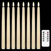 Taper Candles, IMAGE 12 Pcs Battery Operated 3D Wick Ivory Taper Flameless Candles with 10 Keys Remote and Timer, Flickering Flameless Taper Candles with Fishing Line Warm White