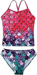 [HONISEN] Girls Two Pieces Tankini Swimsuit Beach Sport Bathing Suit Set