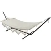 Northlight 47" x 78" Cream White and Tan Brown Poly Cotton Hammock