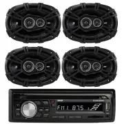 Pyle PLCDBT95 AM/FM USB Bluetooth CD Receiver, 4x Kicker 6x9" 3Way 360W Speakers