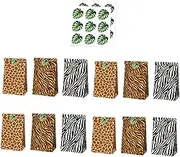 HAWILLOSCH 12pcs Paper Pouches Jungle Animal Themed Large Party Bags Halloween Candy Loot Bags Creative Paper