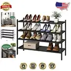 Versatile Stackable Bamboo Shoe Rack, 4-Tier Storage for Modern Living Spaces