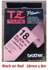 Genuine Brother P-touch TZ-441 Black on Red 18mm x 8m Laminating Tape B176