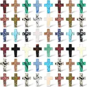 Nuenen 50 Pcs Cross Crystal Stone Bulks 1'' Natural Crystal Gemstones Cross Shaped Worry Stones Assorted Cross Charm Palm Pocket Quartz Gift Easter Decor Meditation (Classic,0.71 x 0.98 x 0.24 Inch)