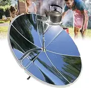 Portable Solar Cooker, Solar Camping Stove, 100℃ Focal Spot Temperature, 23m Focal Length, Fire Power Adjustable, Parabolic Solar Oven for Oiling Water, Cooking, Stir-Frying, Frying, BBQ