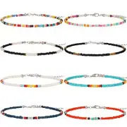 8Pcs Handmade Beaded Anklets for Women Girls Boho Colorful Beads Ankle Bracel...