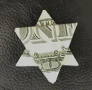 Star of David Origami Dollar, Crust,New $1 Bill Carefully Folded In CelloBag