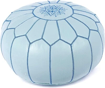 Marrakesh Gallery Genuine Leather Round Pouf Unstuffed - Moroccan Ottoman Footst