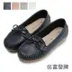 【FUFA Shoes 富發牌】皮質細線蝴蝶結豆豆鞋-藍 1DR25(女鞋/女懶人鞋/莫卡辛/包鞋)