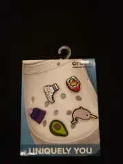 CROCS Uniquely You Jibbitz Charms 5 Pack, Narwhal, Avocado, Sushi, Hat, Croc