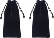 COMPUKAS 2Pcs Black Cloth Watch Storage Bag Elegant Drawstring Pouches for Travel Organizing Jewelry Watches Bracelets Flocked Cloth for Pocket Watches and More