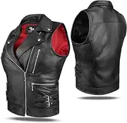 COGOBUSH Black Leather Vest Women- Multi-Pockets, Concealed Carry, Adjustable Waist Belt, And Leather Vest Women Motorcycle