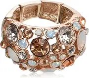 [GUESS] Basic Rose Gold Domed Multi-Stone Adjustable Ring, Size 7-9, Metal