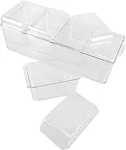 Hoement Chilled Condiment Server Set Clear Icy Condiment Bar Condiment Tray Ice Party Serving Bar With Tongs Forks Bar Garnish Holder 4 Removable Compartments
