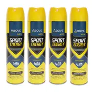 48 Hours Sport Energy Antiperspirant Deodorant by Above for Men - 3.17 oz Deodorant Spray - Pack of 4