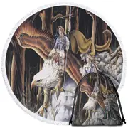 Cool Mythological Griffin Creature Warriors Round Beach Towel