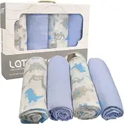 Newborn Swaddle,4 Pack Muslin Blankets,Absorbent Muslin Washable Diapers,100% Cotton Muslin Baby Burp Cloth 28''x 28''(Boys)