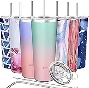 Stainless Steel Vacuum Insulated Tumbler - THILY Travel Mug 26 oz Coffee Cup with 2 Lids and Straws, Splash Proof, Keep Ice Drinks Cold, Candy Pink