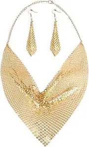 [XINCHIA] Bridal Wedding Jewelry Set Glitter Sparkle Bridal Jewellery Set with Earrings Sequins Necklace Earrings Bracelet Drop Dangle Earrings Set Sequins Collar Prom Jewelry Wedding Set for Brides Bridesmaid