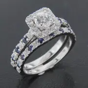 2Ct Lab-Created Sapphire Claddagh Wedding Bridal Ring Set 14k White Gold Over