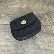 Coach Turnlock Card Case in Black Nappa Leather CZ018 — New