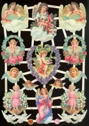 VICTORIAN ANGELS DIE CUT PAPER SCRAPS ef7283 GERMANY