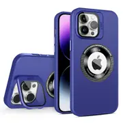 PC+TPU+Glass Film Shockproof Case for iPhone 15 Pro Compatible Lens Kickstand Phone Cover