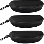 [alladaga] 3 Pack Zipper Shell Eyeglasses and Sunglasses Case with Plastic Carabiner Hook